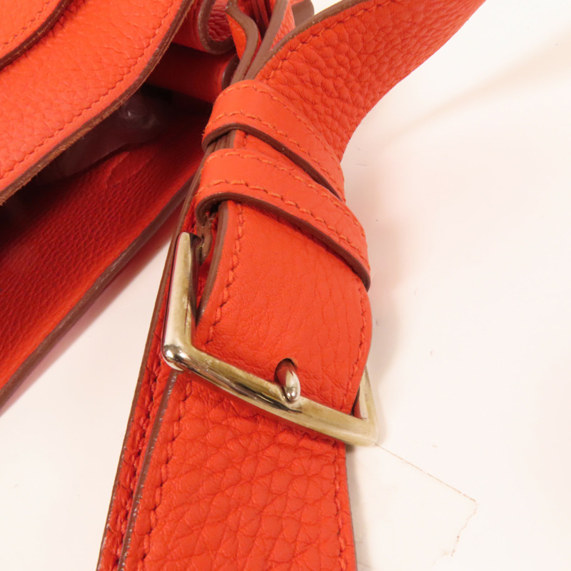 HERMES Togo皮革So Kelly 22銀扣肩背袋Capucine-14