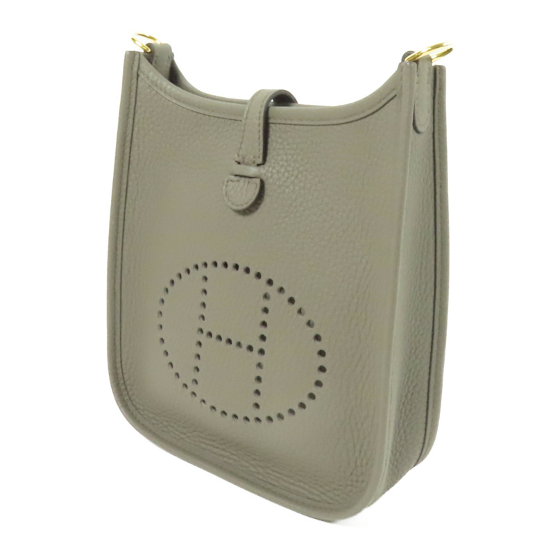 HERMES Clemence皮革Evelyne TPM金扣肩背袋Gris Etain-2