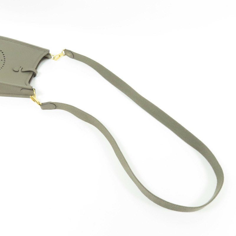 HERMES Clemence皮革Evelyne TPM金扣肩背袋Gris Etain-5