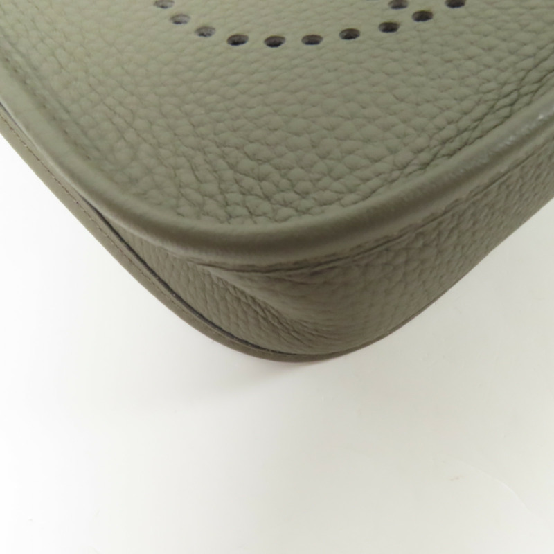 HERMES Clemence皮革Evelyne TPM金扣肩背袋Gris Etain-7
