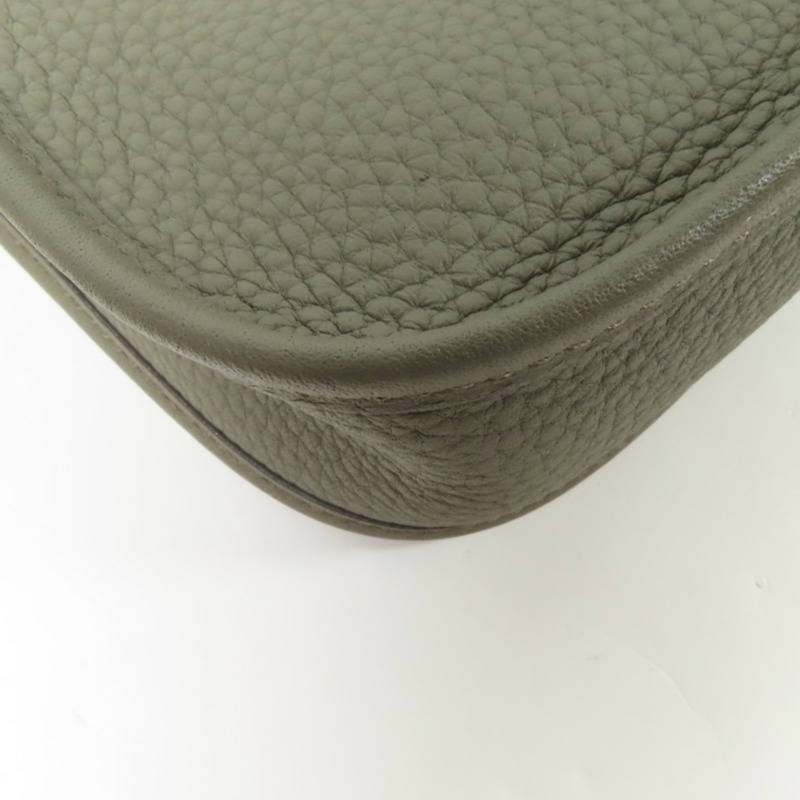 HERMES Clemence皮革Evelyne TPM金扣肩背袋Gris Etain-9
