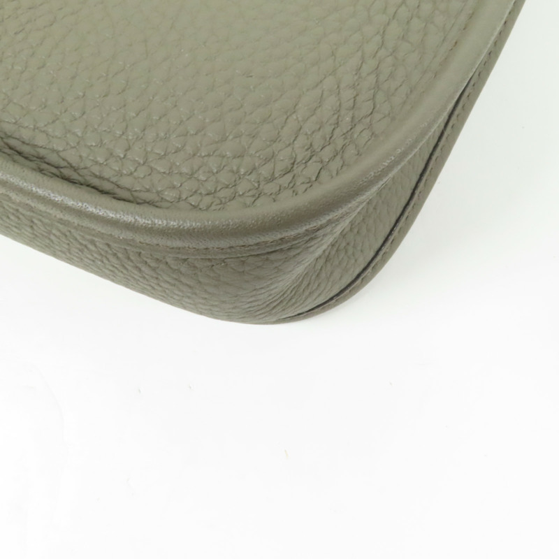 HERMES Clemence皮革Evelyne TPM金扣肩背袋Gris Etain-10