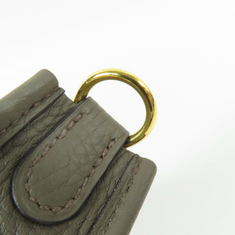 HERMES Clemence皮革Evelyne TPM金扣肩背袋Gris Etain-13