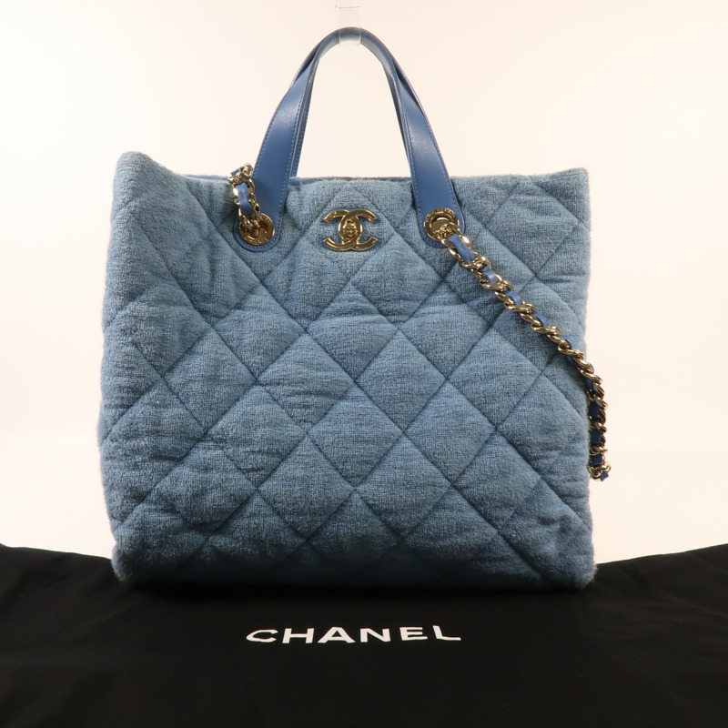 CHANEL 帆布Chain Shoulder金扣鏈帶手挽肩背兩用袋-14