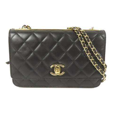 CHANEL 羊皮皮革Trandy CC WOC金扣鏈帶肩背袋