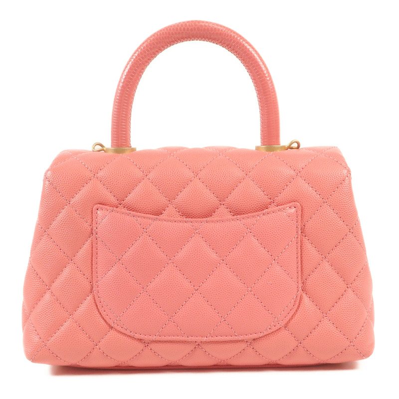 CHANEL 牛皮皮革Coco Handle Small金扣鏈帶手挽肩背兩用袋-1