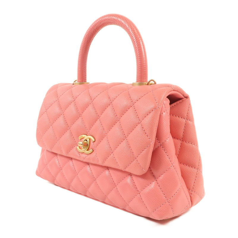 CHANEL 牛皮皮革Coco Handle Small金扣鏈帶手挽肩背兩用袋-2