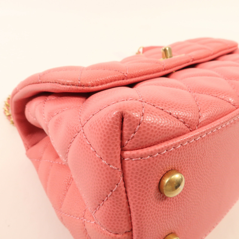 CHANEL 牛皮皮革Coco Handle Small金扣鏈帶手挽肩背兩用袋-5