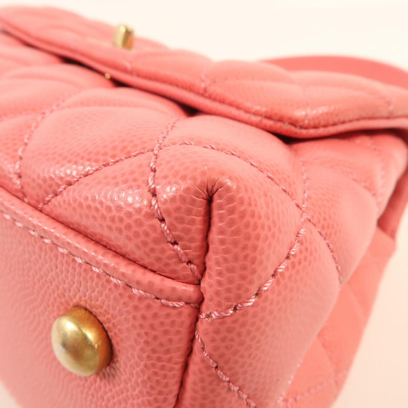 CHANEL 牛皮皮革Coco Handle Small金扣鏈帶手挽肩背兩用袋-6