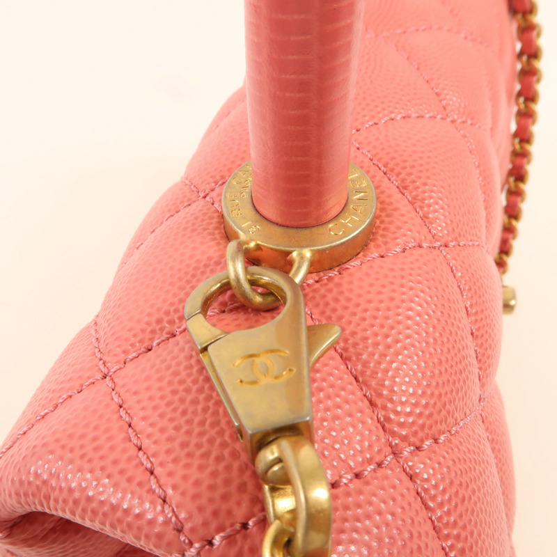 CHANEL 牛皮皮革Coco Handle Small金扣鏈帶手挽肩背兩用袋-9
