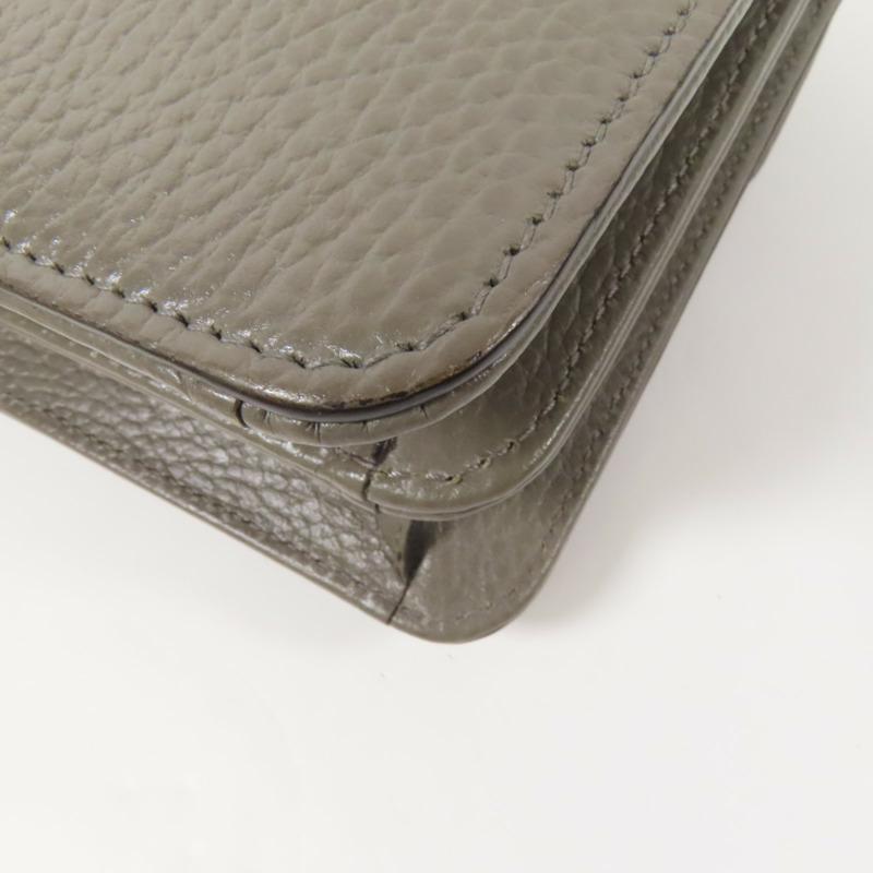 GUCCI 牛皮皮革Interlocking G金扣鏈帶肩背袋-7