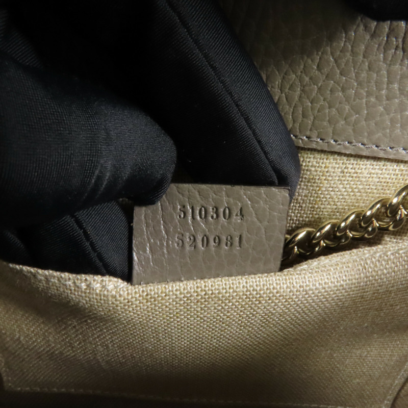 GUCCI 牛皮皮革Interlocking G金扣鏈帶肩背袋-12