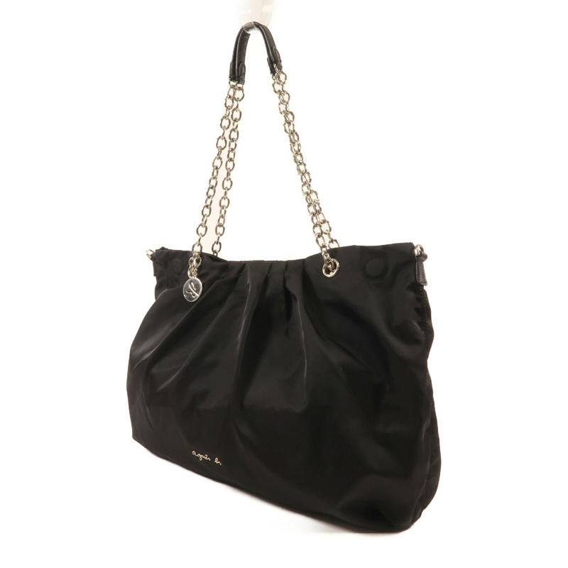 agnes b. 尼龍Shoulder Bag銀扣手挽肩背兩用袋-2