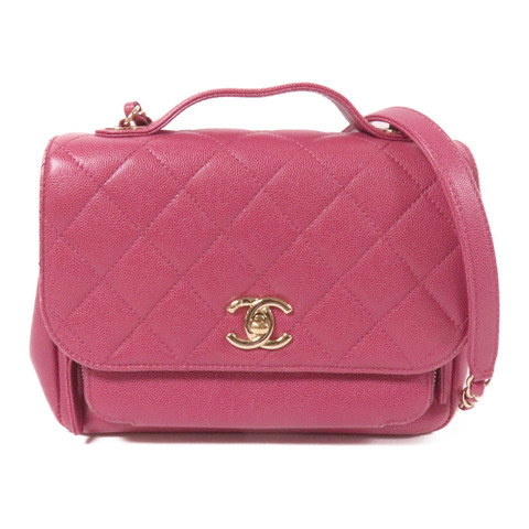CHANEL 牛皮皮革Business Affinity金扣鏈帶手挽肩背兩用袋