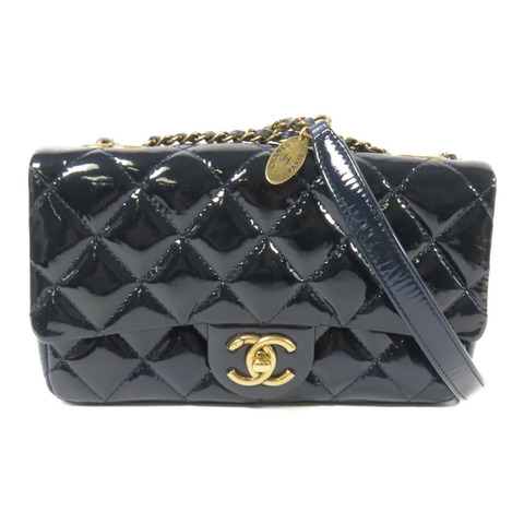 CHANEL 漆皮皮革Chain Shoulder金扣肩背袋