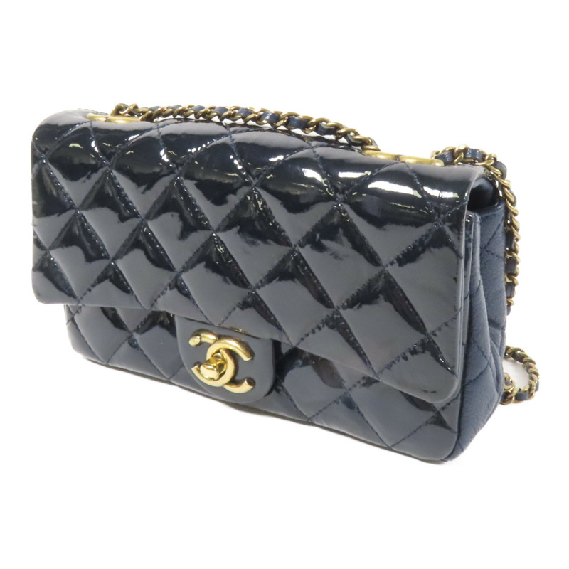 CHANEL 漆皮皮革Chain Shoulder金扣肩背袋-2