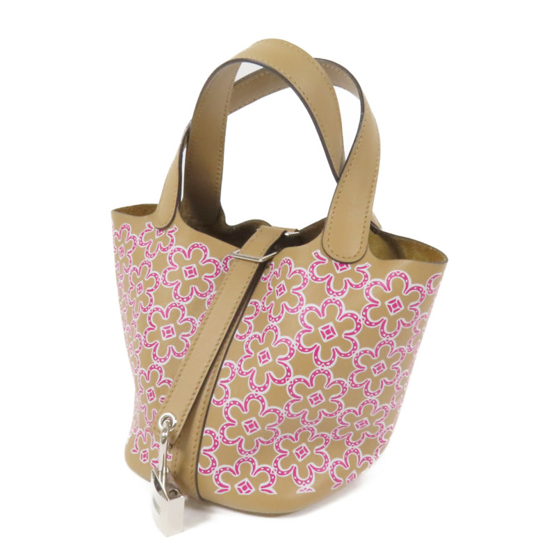 HERMES Swift皮革Micro Picotin Daisy 14銀扣手挽袋Chai-2