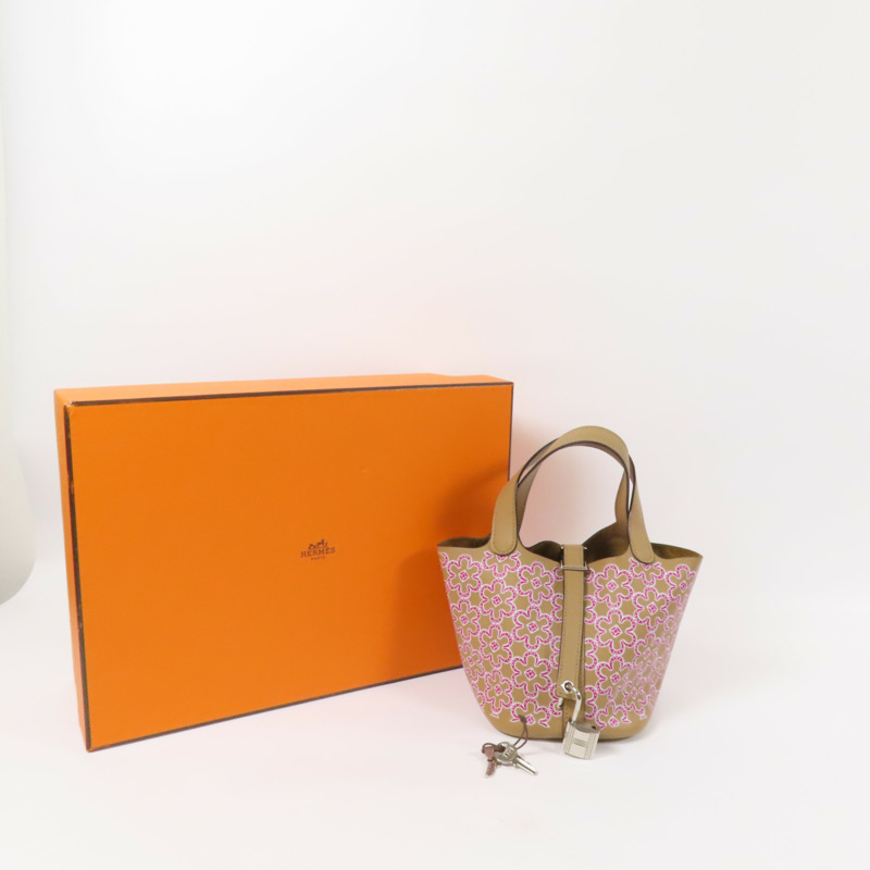 HERMES Swift皮革Micro Picotin Daisy 14銀扣手挽袋Chai-8