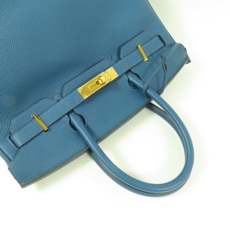 HERMES Togo皮革Birkin 30金扣手挽袋Bleu de Galice-8