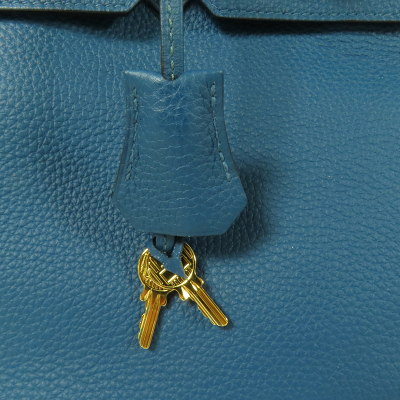HERMES Togo皮革Birkin 30金扣手挽袋Bleu de Galice-11