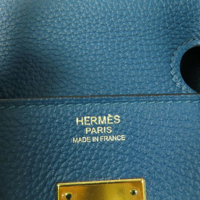 HERMES Togo皮革Birkin 30金扣手挽袋Bleu de Galice-14