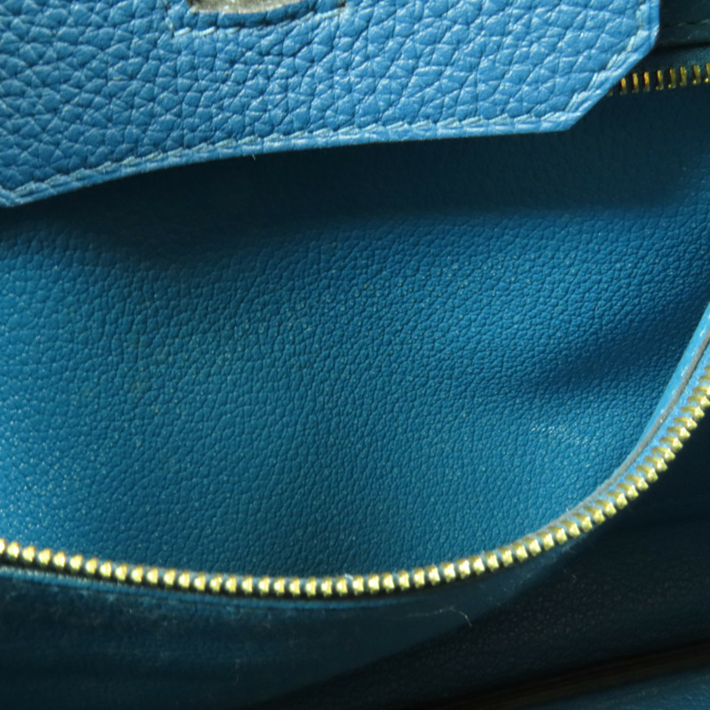 HERMES Togo皮革Birkin 30金扣手挽袋Bleu de Galice-17
