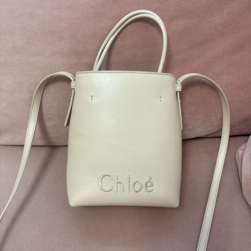 CHLOE 蔻依  字母刺繡手提/斜背迷你包(粉色)-5