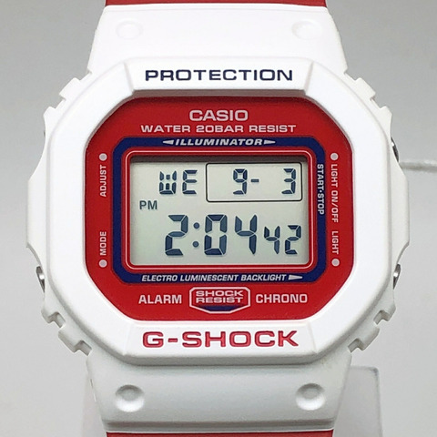 G-SHOCK CASIO DW-5600TB-4A THROW BACK 1983 腕錶 白色 x 紅色 EL 2017 年 11 月發售 三國丘店 ITIVASJRHGAC