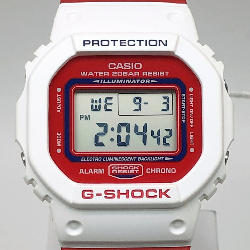 G-SHOCK CASIO DW-5600TB-4A THROW BACK 1983 腕錶 白色 x 紅色 EL 2017 年 11 月發售 三國丘店 ITIVASJRHGAC-0