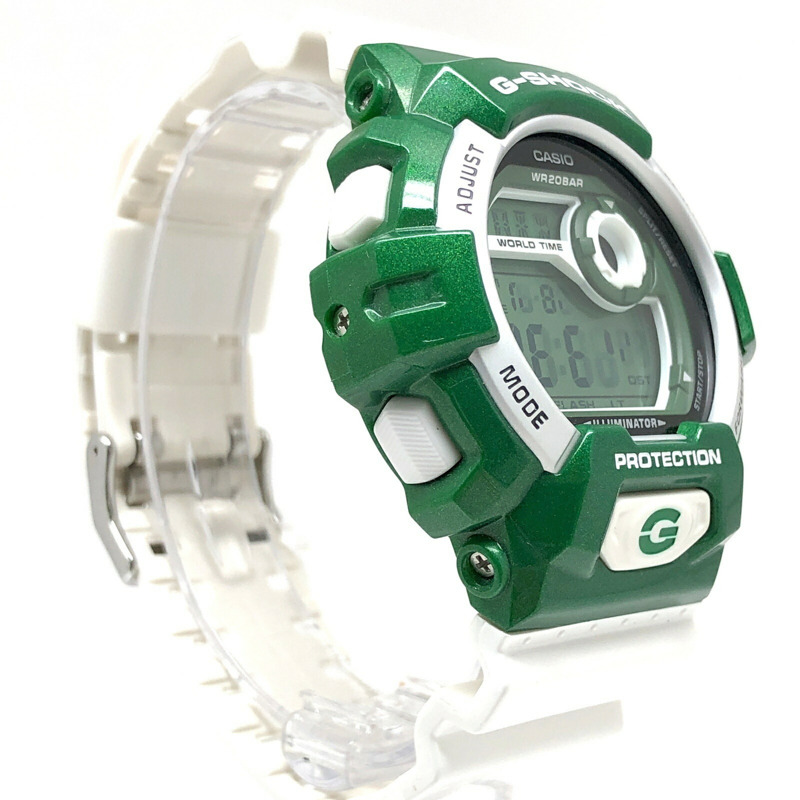 G-SHOCK CASIO G-8900CS-3 瘋狂色彩手錶，大錶殼，高亮度 LED 背光，金屬綠白色飾面，2014 年 7 月發售，三國丘店，ITAE5L75JUHY-1