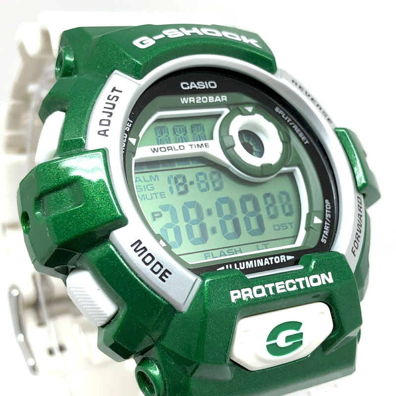 G-SHOCK CASIO G-8900CS-3 瘋狂色彩手錶,大錶殼,高亮度 LED 背光,金屬綠白色飾面,2014 年 7 月發售,三國丘店,ITAE5L75JUHY-3