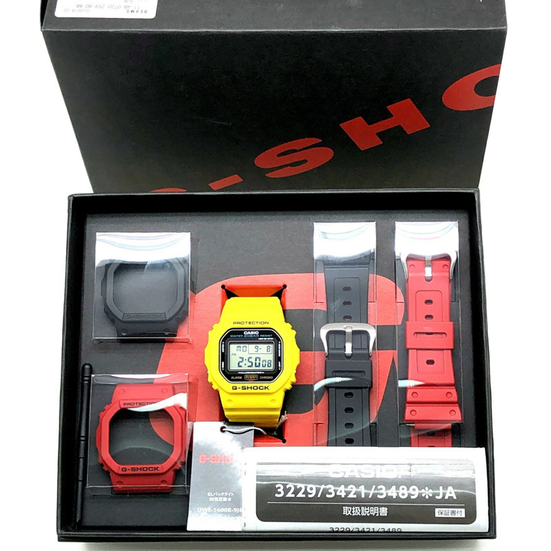 G-SHOCK CASIO DWE-5600R-9 手錶，黃色 Speed，早期色彩復興，替換錶帶和錶圈套裝，DW-5600C-9B 復刻版，2021 年 10 月發售，三國丘店，IT1MCKIY7TCC-9