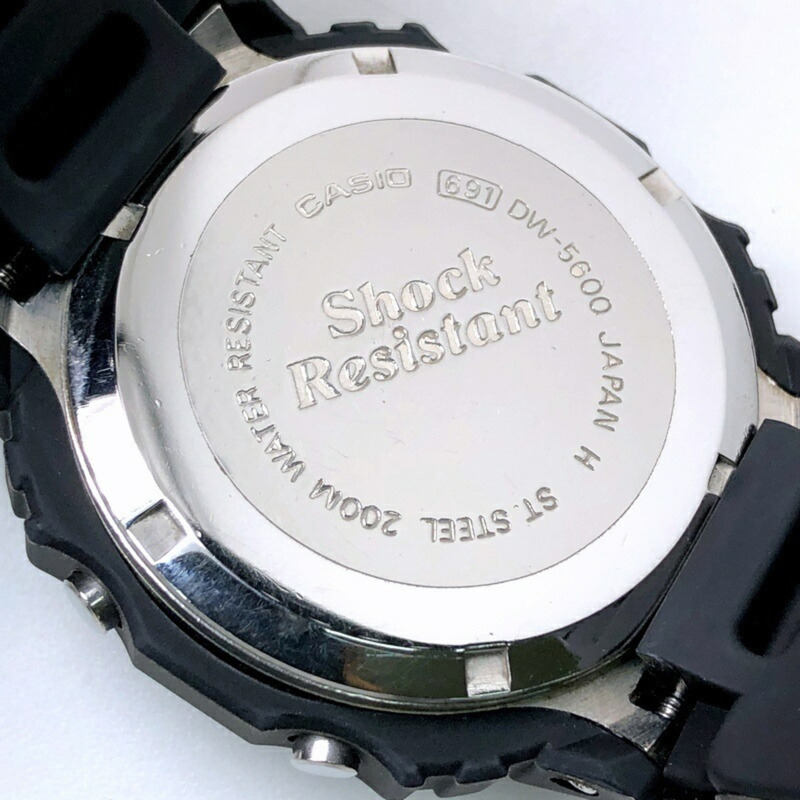 G-SHOCK CASIO DW-5600C-1 M691 手錶，CASIO 官方修復，國內 20 巴速度型號，無階梯式錶圈，旋入式錶背，鏡面拋光，微型燈泡，80 年代，1987 年 6 月發售，三國丘店，IT1IT8P0525G-7