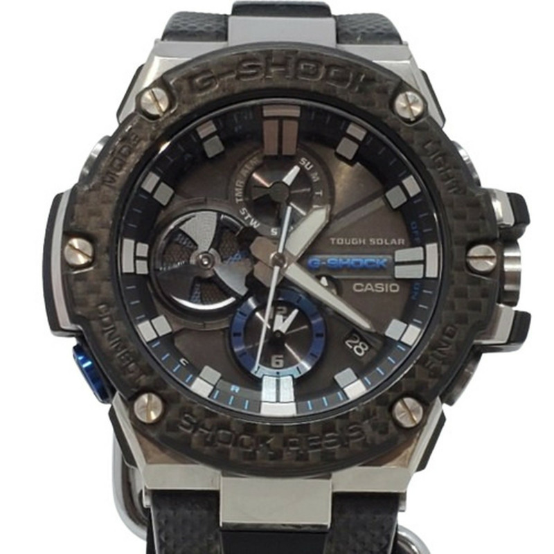 G-SHOCK CASIO GST-B100XA-1A G-STEEL 手錶,配備碳纖維錶圈、堅固太陽能、藍牙、行動連接、LED 燈、指針式、黑白,2017 年 11 月發售,貝塚店,ITWDJBT4AG-0