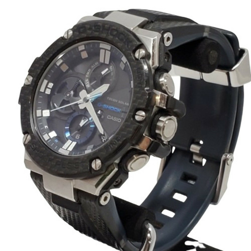 G-SHOCK CASIO GST-B100XA-1A G-STEEL 手錶,配備碳纖維錶圈、堅固太陽能、藍牙、行動連接、LED 燈、指針式、黑白,2017 年 11 月發售,貝塚店,ITWDJBT4AG-1