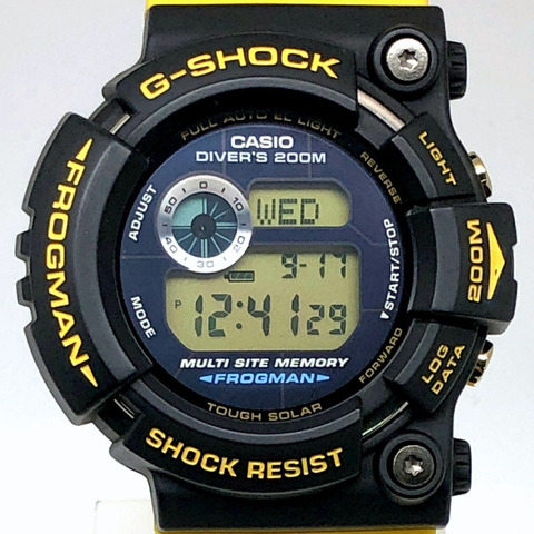 G-SHOCK CASIO Frogman Irukuji 2004 強固型太陽能手錶 GW-204K-9，國際 Iruka Kujira 設計，黑色 x 黃色，數字，三國丘店，ITXJN3SALC0N