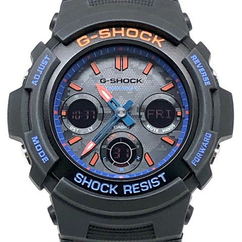 G-SHOCK CASIO AWR-M100SCT-1A 城市迷彩系列 堅固耐用 太陽能 指針式數位手錶 黑色 x 藍橙 2021年2月發售 三國丘店 IT7FBL5SJMJY