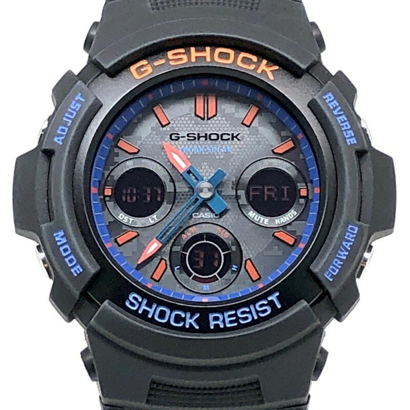 G-SHOCK CASIO AWR-M100SCT-1A 城市迷彩系列 堅固耐用 太陽能 指針式數位手錶 黑色 x 藍橙 2021年2月發售 三國丘店 IT7FBL5SJMJY-0