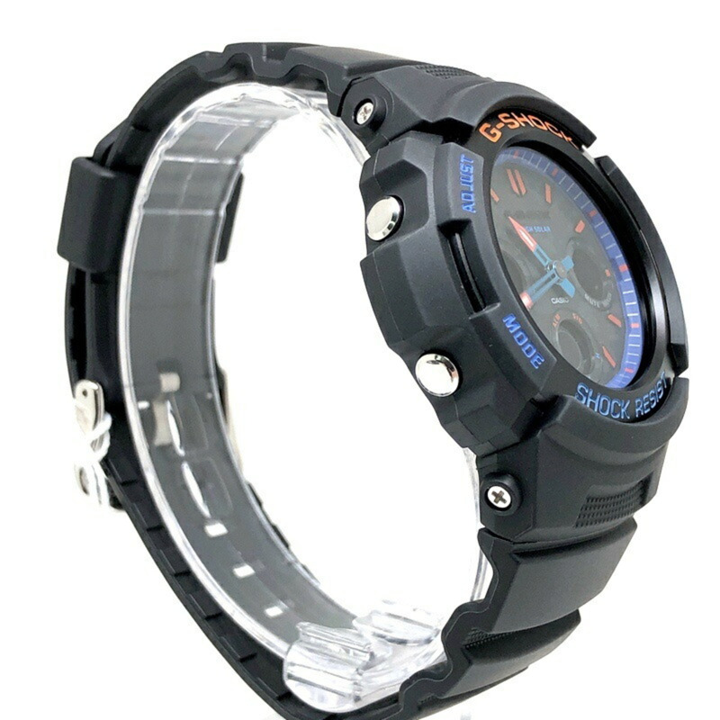 G-SHOCK CASIO AWR-M100SCT-1A 城市迷彩系列 堅固耐用 太陽能 指針式數位手錶 黑色 x 藍橙 2021年2月發售 三國丘店 IT7FBL5SJMJY-1