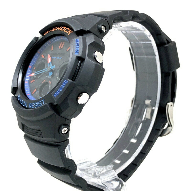 G-SHOCK CASIO AWR-M100SCT-1A 城市迷彩系列 堅固耐用 太陽能 指針式數位手錶 黑色 x 藍橙 2021年2月發售 三國丘店 IT7FBL5SJMJY-2