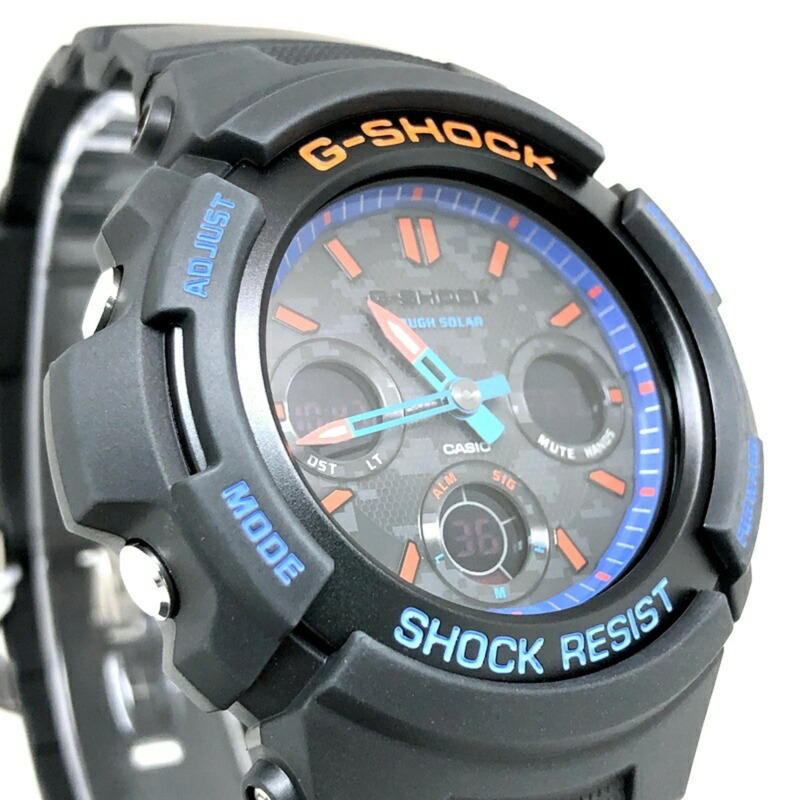 G-SHOCK CASIO AWR-M100SCT-1A 城市迷彩系列 堅固耐用 太陽能 指針式數位手錶 黑色 x 藍橙 2021年2月發售 三國丘店 IT7FBL5SJMJY-3