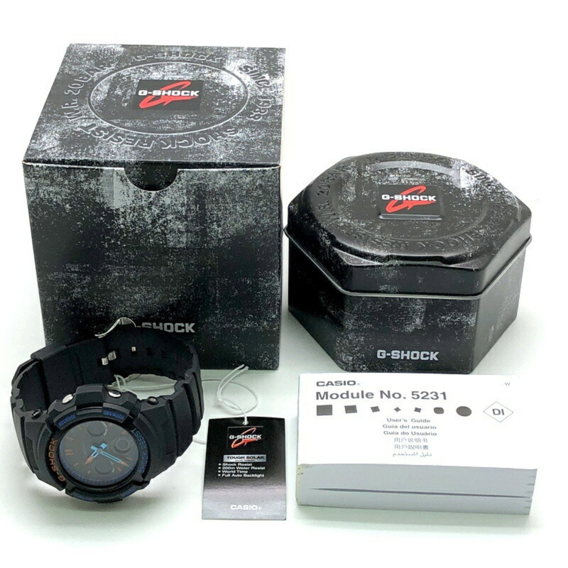 G-SHOCK CASIO AWR-M100SCT-1A 城市迷彩系列 堅固耐用 太陽能 指針式數位手錶 黑色 x 藍橙 2021年2月發售 三國丘店 IT7FBL5SJMJY-9