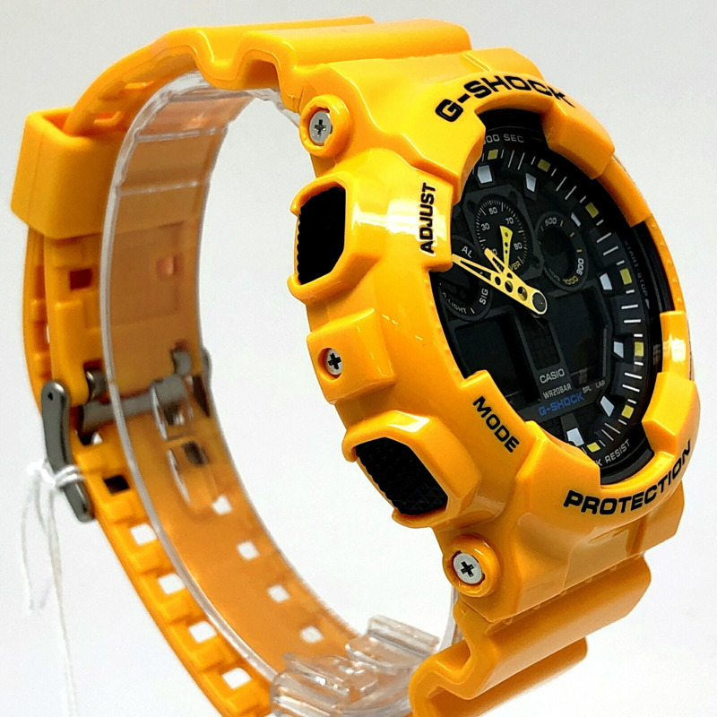 G-SHOCK CASIO GA-100A-9A 大錶殼類比數位手錶,黃黑色飾面,2010年3月發售,三國丘店,ITGVNS4LGM9W-1