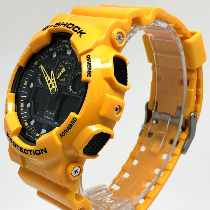 G-SHOCK CASIO GA-100A-9A 大錶殼類比數位手錶,黃黑色飾面,2010年3月發售,三國丘店,ITGVNS4LGM9W-2
