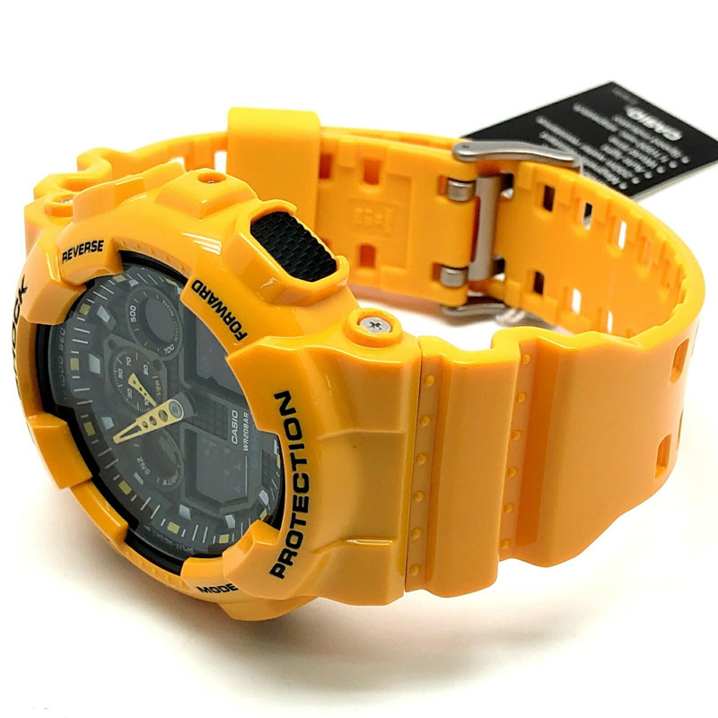 G-SHOCK CASIO GA-100A-9A 大錶殼類比數位手錶,黃黑色飾面,2010年3月發售,三國丘店,ITGVNS4LGM9W-4