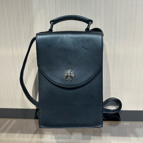 Chrome Hearts 克罗心 黑色盒子包 长方形十字架银扣相机包 单肩包