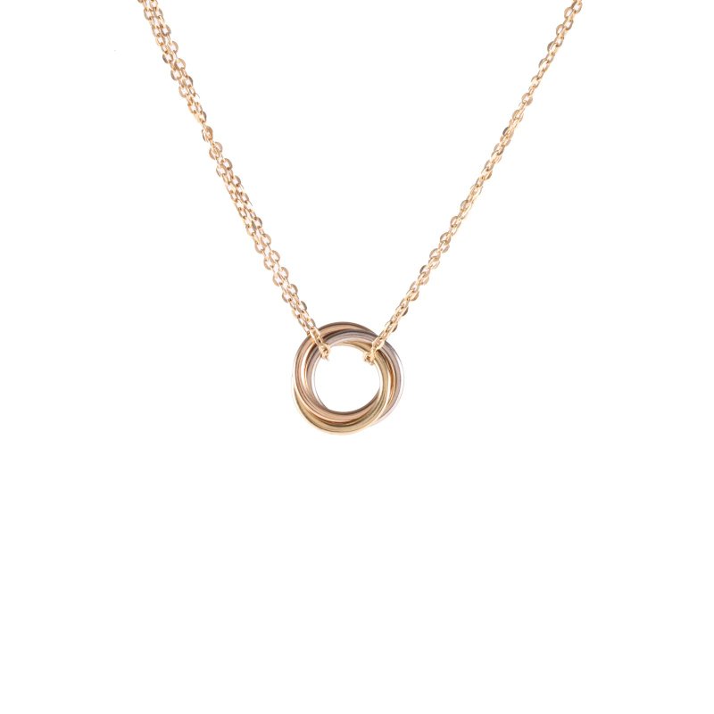 Trinity三色金三環雙鏈 18K黃金/18K白金/18K玫瑰金 項鍊-0