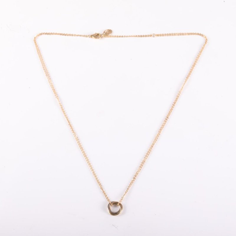 Trinity三色金三環雙鏈 18K黃金/18K白金/18K玫瑰金 項鍊-5