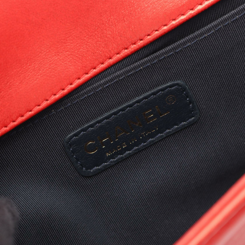 CHANEL Boy chanel 鏈條肩背包 布料 帆布 皮革 紅色 二手 女款 COCO-3