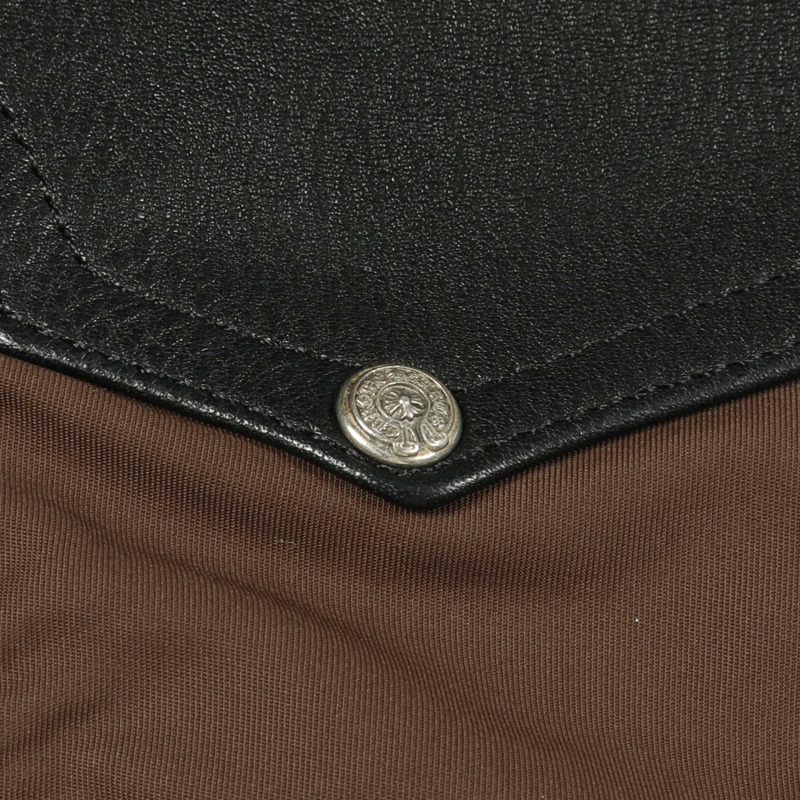 CHROME HEARTS 木匠雙膝十字貼布褲 皮革尼龍 棕色 #32-9